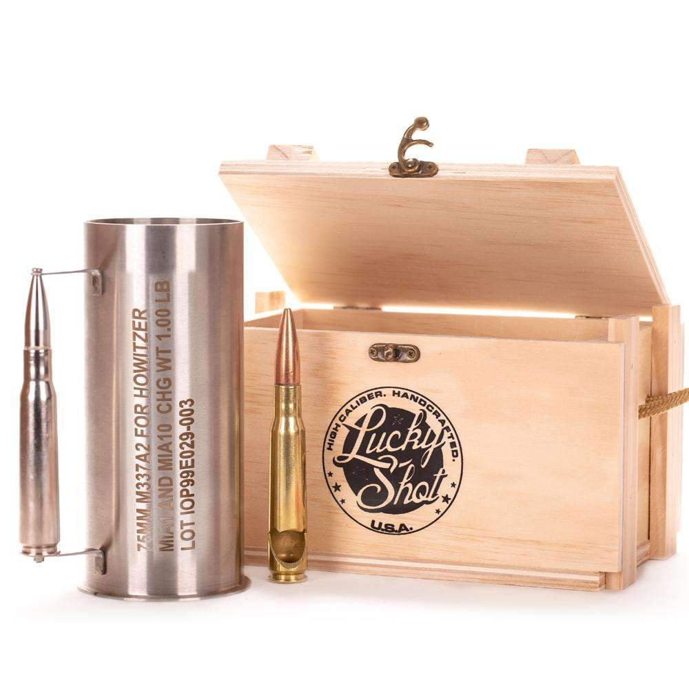 75MM Howitzer Tankard with Brass Bottle Opener and Ammo Box Gift Set