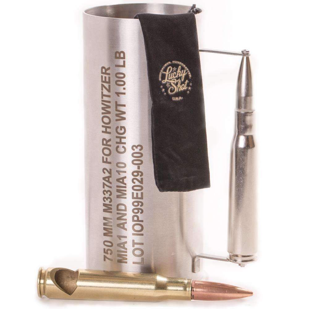 75MM Howitzer Tankard with Brass Bottle Opener and Ammo Box Gift Set