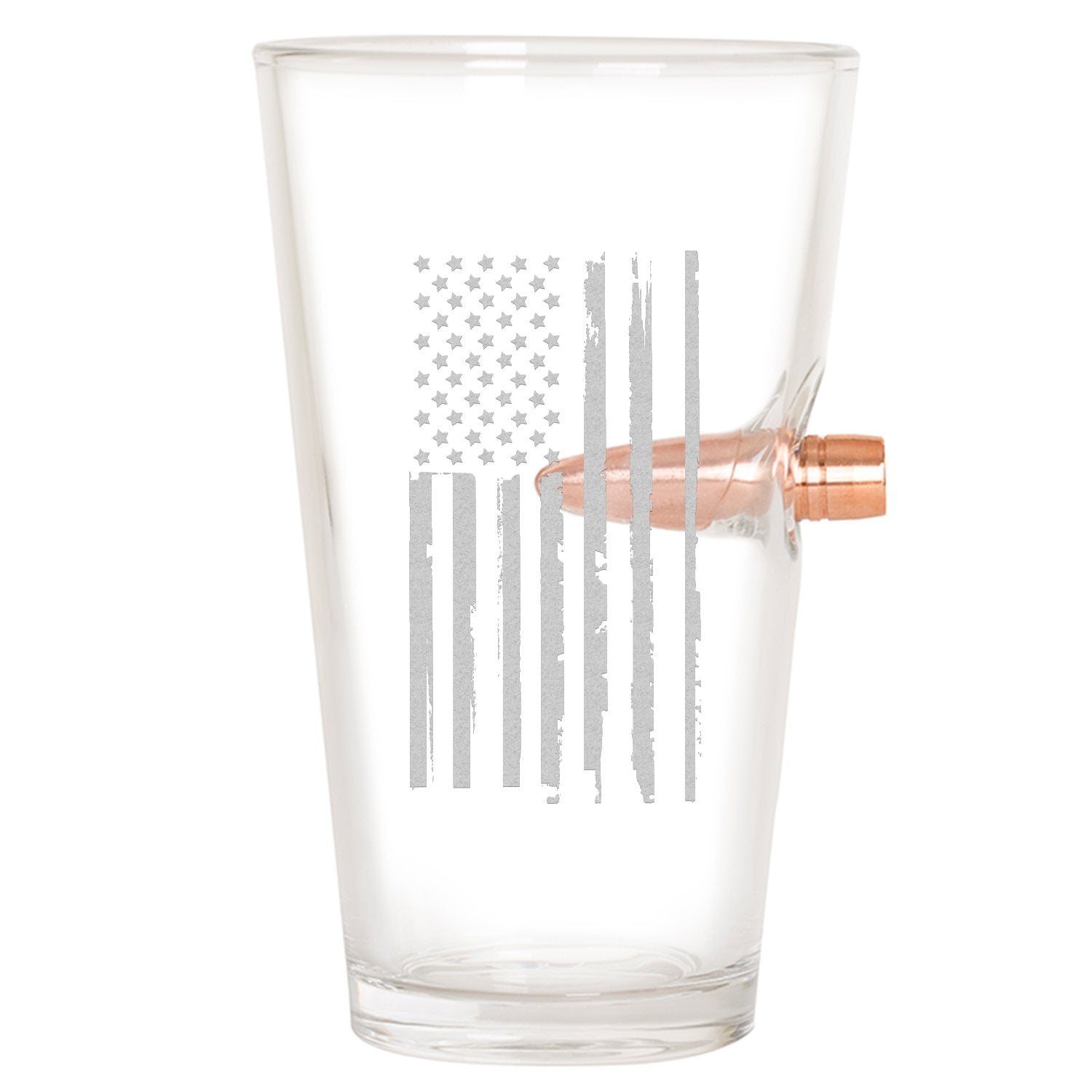 .50 Caliber Bullet Pint Glass - Weathered Flag