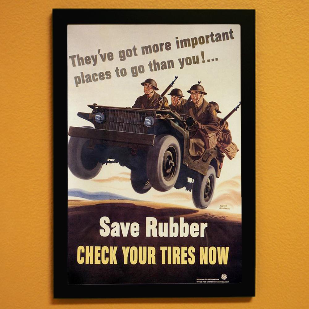Save Rubber Check Your Tires Now World War II Poster