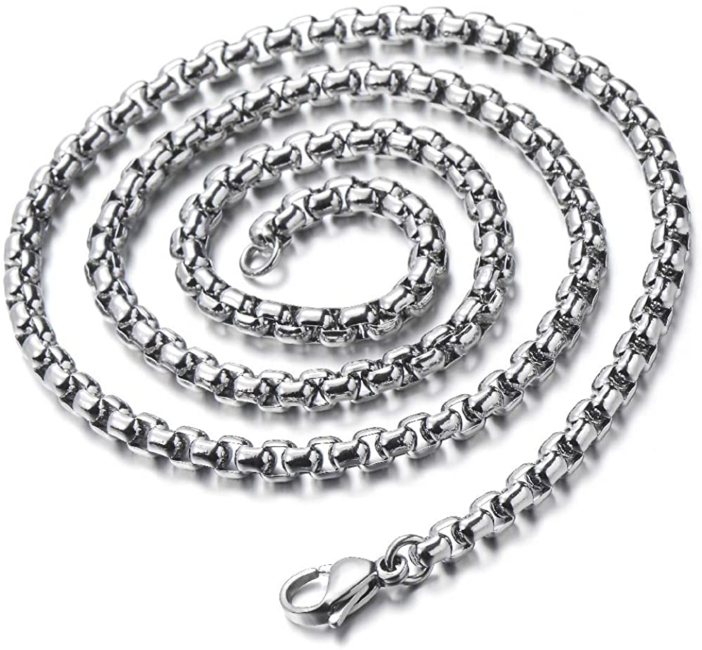 COOLSTEELANDBEYOND Men Steel Lion Head Circle Medal Pendant Necklace with Tattoo Pattern, Vintage Tribal, 30 in Chain