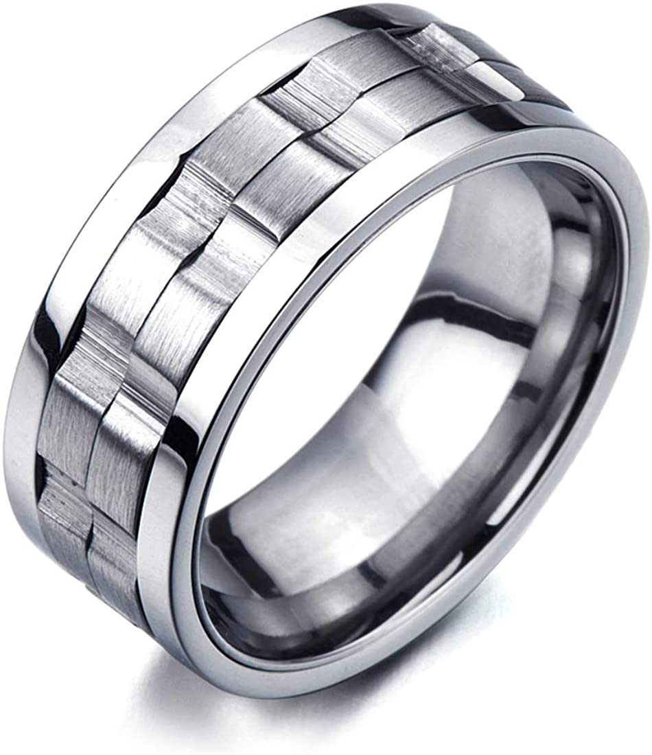 COOLSTEELANDBEYOND Refined Style Stainless Steel Spinner Unisex Ring Man Ring Comfort Fit 9mm
