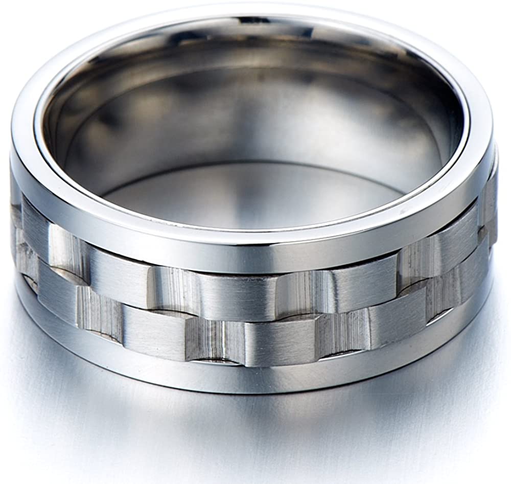 COOLSTEELANDBEYOND Refined Style Stainless Steel Spinner Unisex Ring Man Ring Comfort Fit 9mm