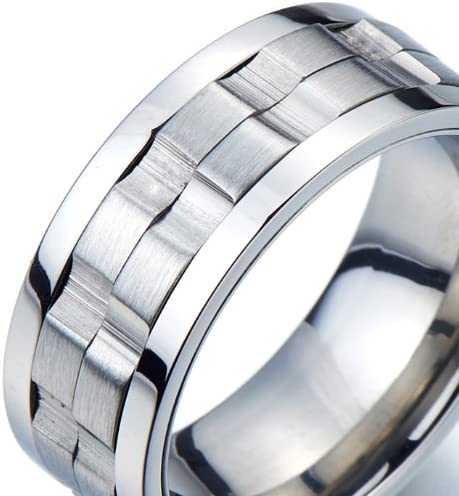 COOLSTEELANDBEYOND Refined Style Stainless Steel Spinner Unisex Ring Man Ring Comfort Fit 9mm