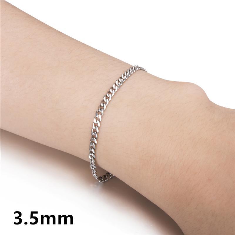 18CM 20CM 23CM MEN'S BRACELETS SILVER/GOLD/BLACK COLOR CURB CUBAN LINK STAINLESS STEEL BRACELET FOR JEWELRY