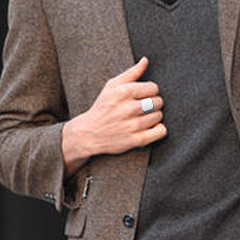 enhong Signet Biker Rings Solid Polished Stainless Steel Ring for Men Ideal Gift Size 7-15 in Gold,Black and Silver
