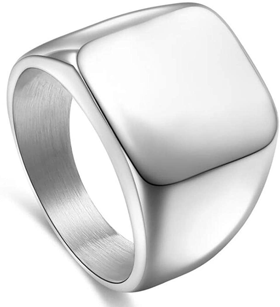 enhong Signet Biker Rings Solid Polished Stainless Steel Ring for Men Ideal Gift Size 7-15 in Gold,Black and Silver