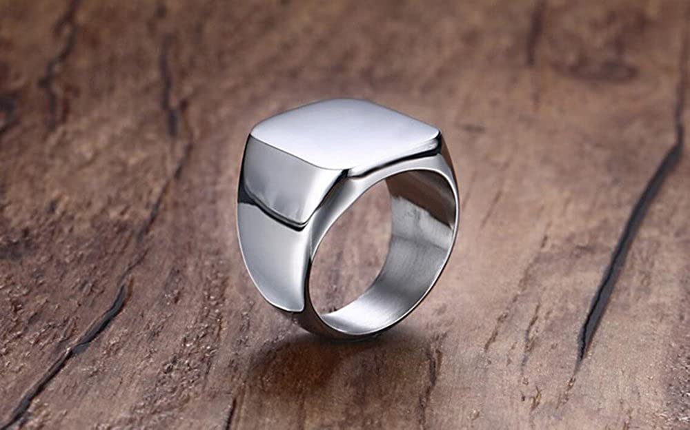 enhong Signet Biker Rings Solid Polished Stainless Steel Ring for Men Ideal Gift Size 7-15 in Gold,Black and Silver