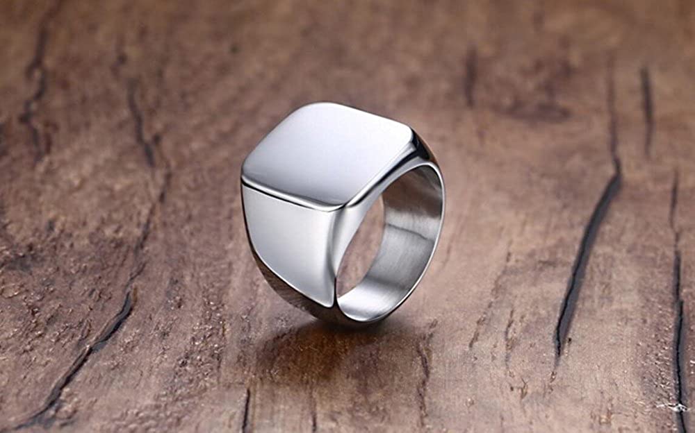 enhong Signet Biker Rings Solid Polished Stainless Steel Ring for Men Ideal Gift Size 7-15 in Gold,Black and Silver