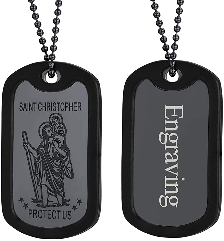 SAINT MICHAEL ARCHANGEL/CHRISTOPHER SILICONE DOG TAG PENDANT NECKLACE
