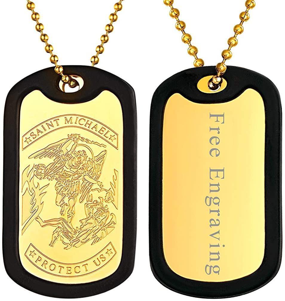 SAINT MICHAEL ARCHANGEL/CHRISTOPHER SILICONE DOG TAG PENDANT NECKLACE