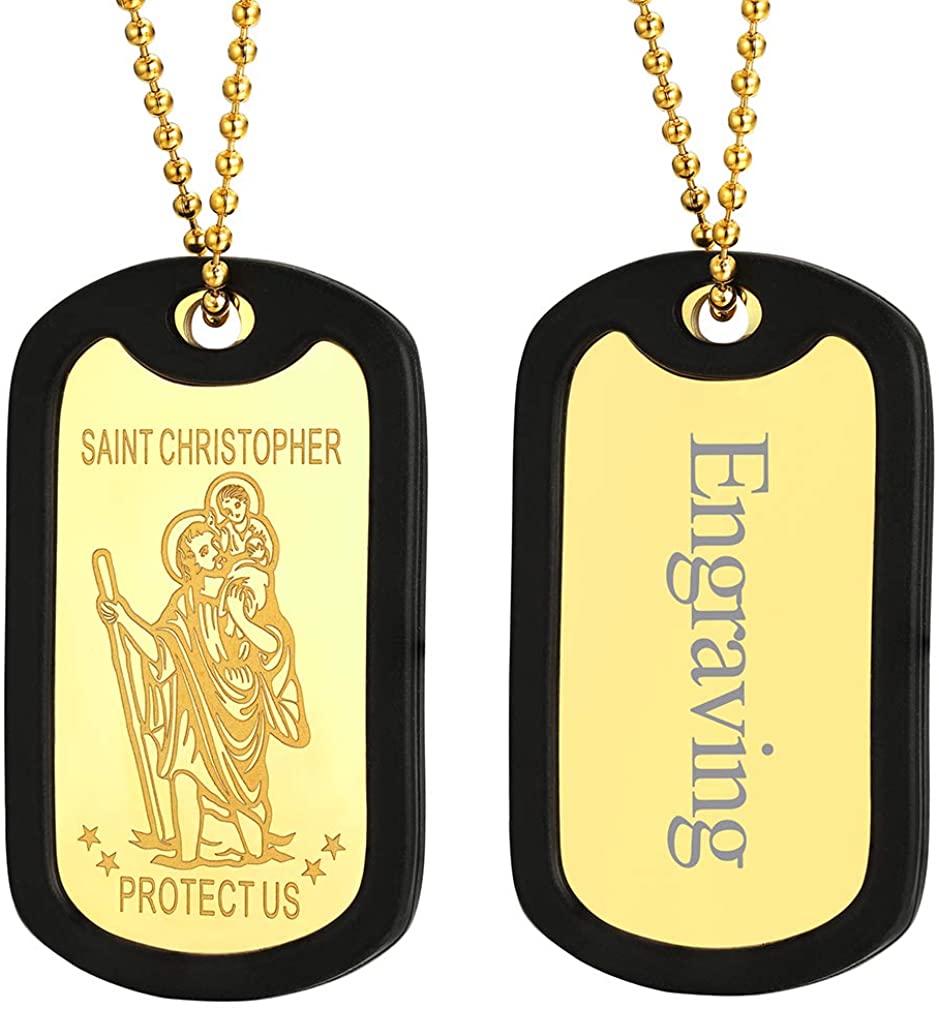 SAINT MICHAEL ARCHANGEL/CHRISTOPHER SILICONE DOG TAG PENDANT NECKLACE
