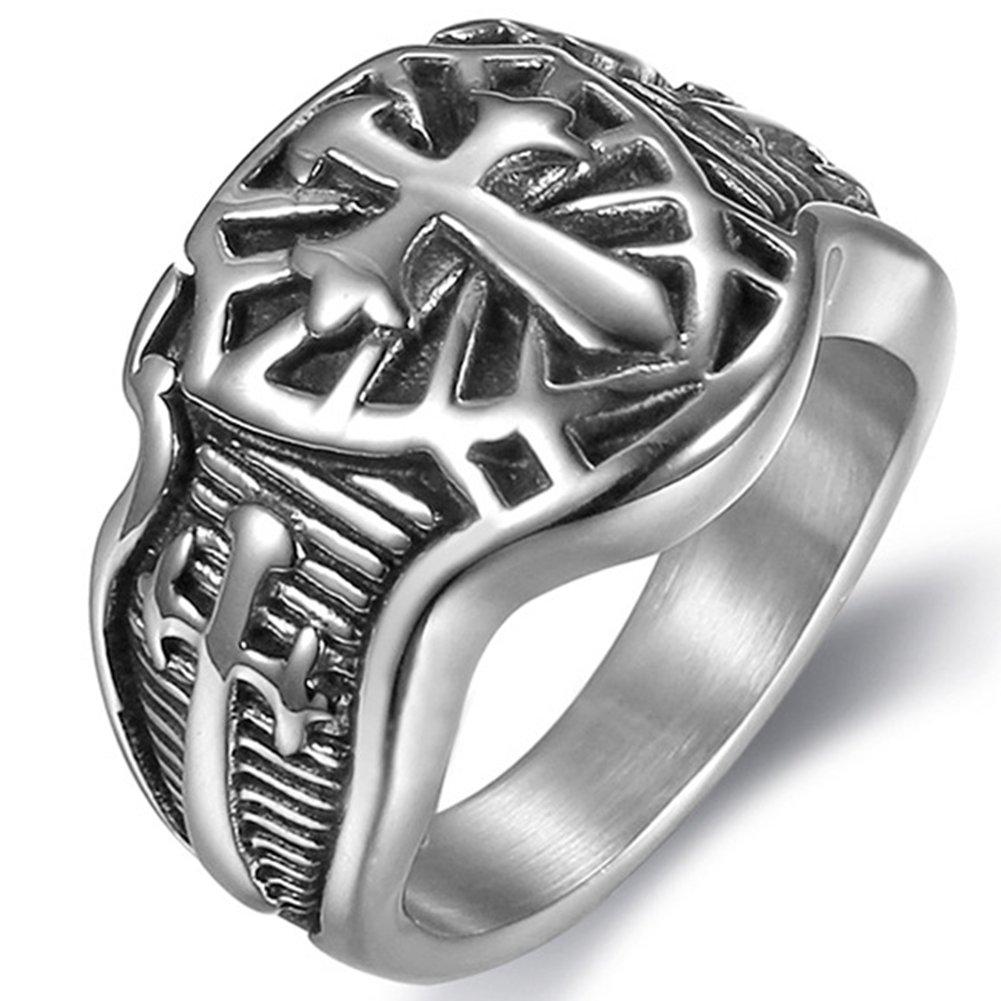 Jude Jewelers Stainless Steel Crusader Sword Cross Medieval Shield Ring