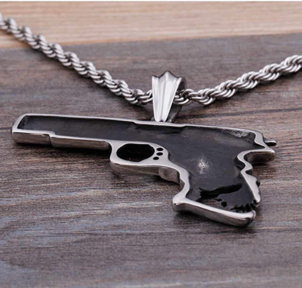 Jude Jewelers Stainless Steel Gothic Skull Hand Gun Style Cocktail Party Biker Pendant Necklace