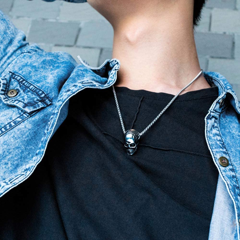 Jude Jewelers Stainless Steel Retro Gothic Skull Style Cocktail Party Biker Pendant Necklace