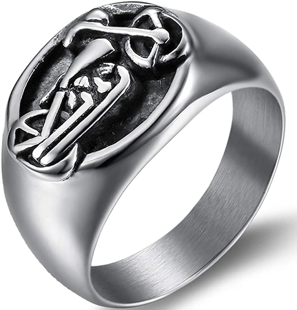 Jude Jewelers Stainless Steel Signet Style Motorcycle Rider Biker Ring