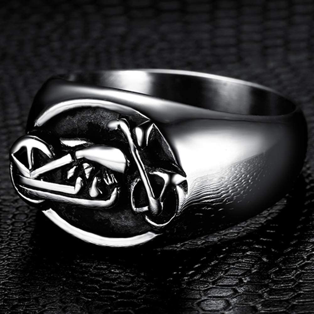 Jude Jewelers Stainless Steel Signet Style Motorcycle Rider Biker Ring