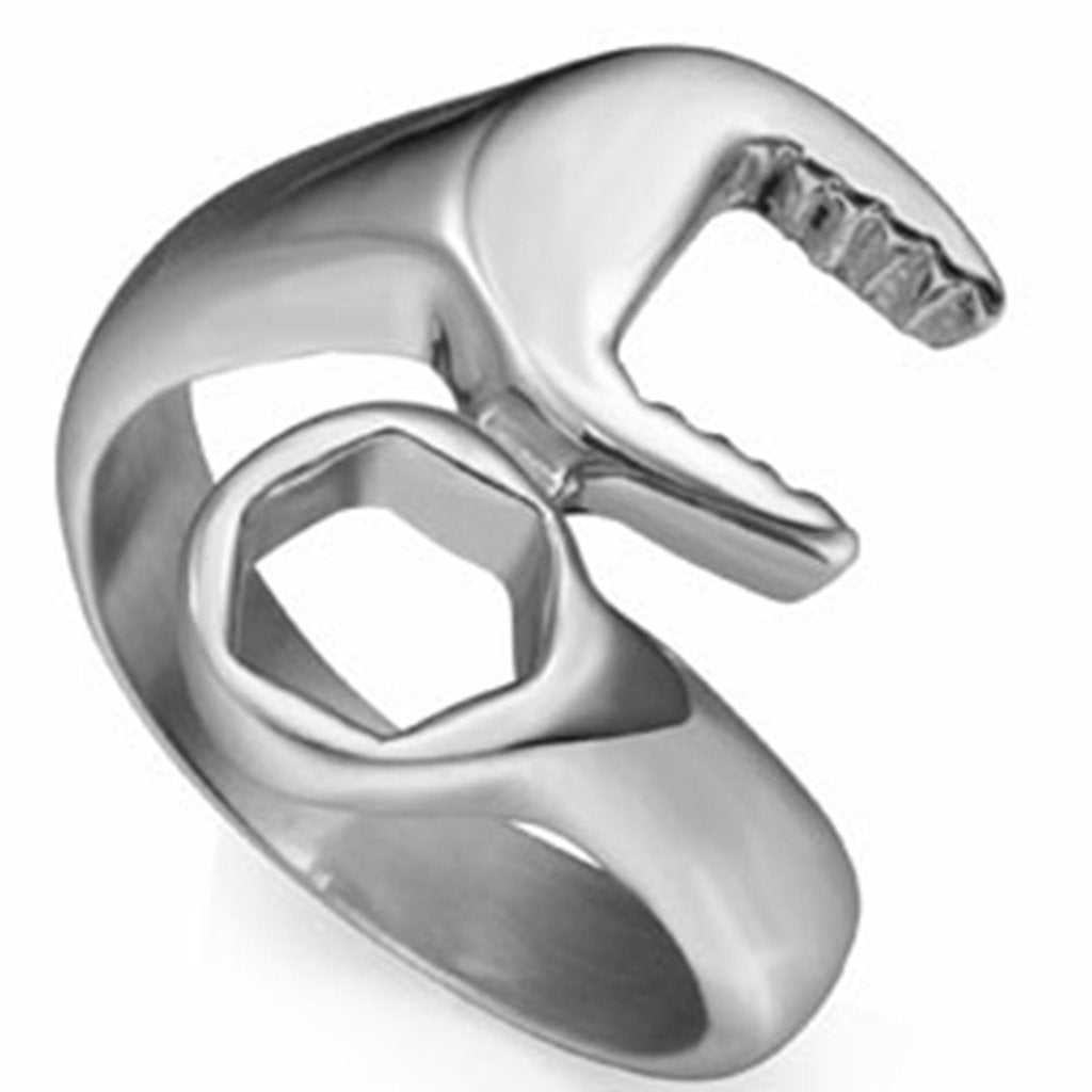 Jude Jewelers Stainless Steel Wrench Style Biker Ring