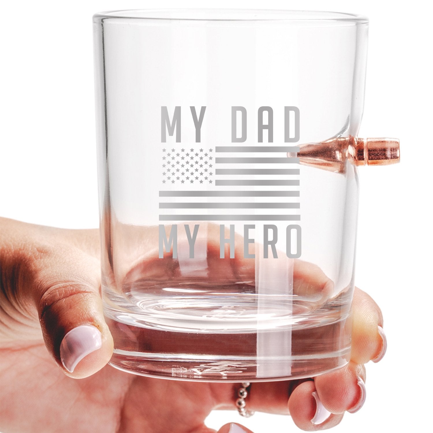 .308 Bullet Whiskey Glass - My Dad, My Hero