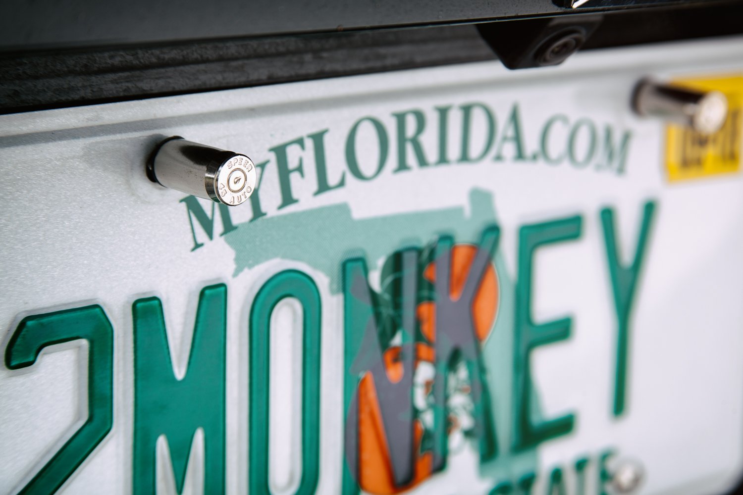 .45 Caliber Nickel Bullet License Plate Fasteners